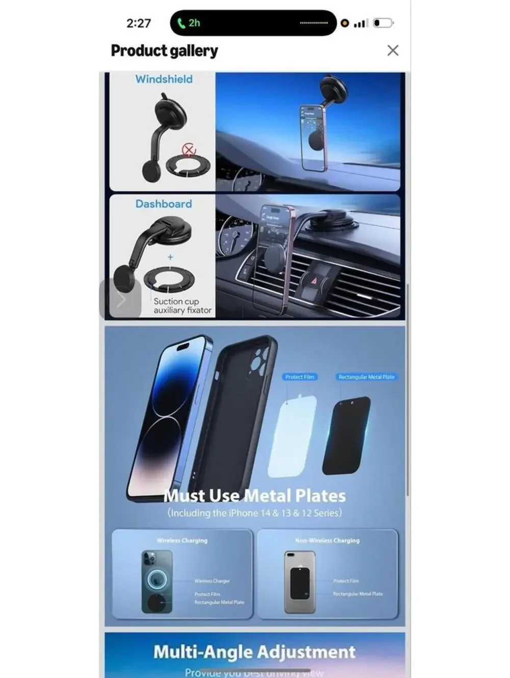 Car Dashboard Magnetic Phone Mount Holder with Strong Suction Cup